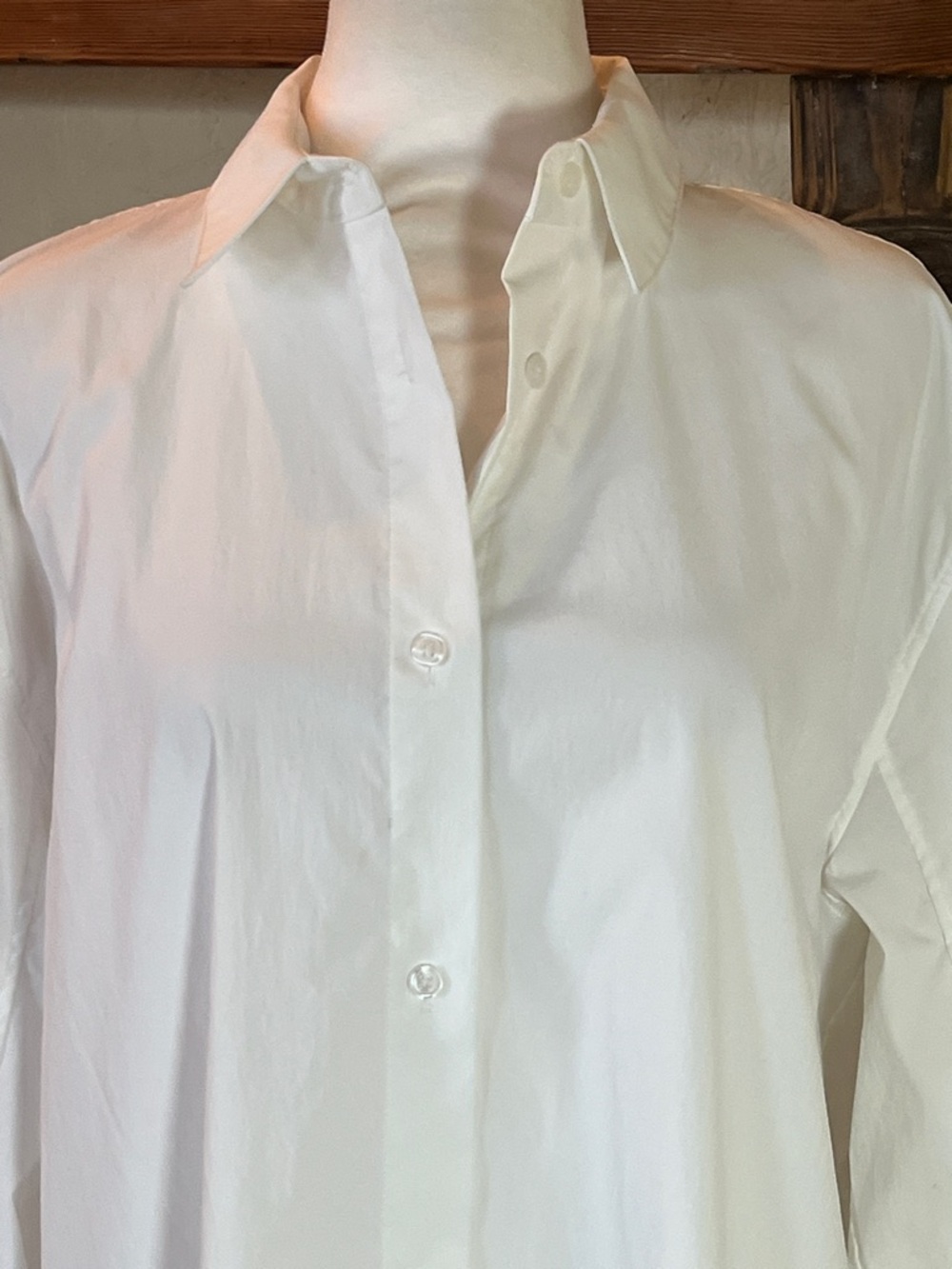 Athleta Oversized White Poplin Button Down Shirt, size L - Picture 2 of 9